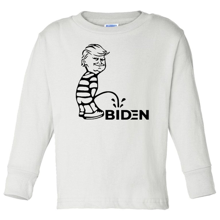 Trump Peeing On Biden Hilarious Funny Political Toddler Long Sleeve Shirt