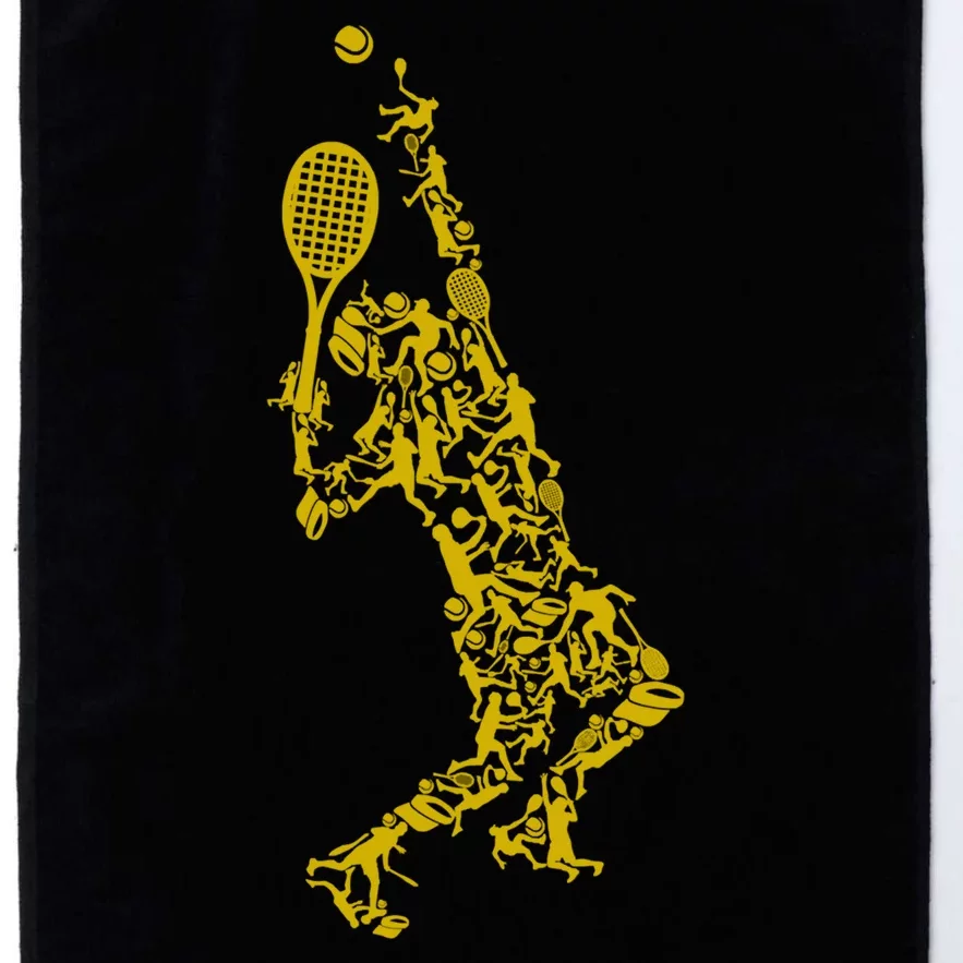 Tennis Player Positions Balls Racket In Drawing Platinum Collection Golf Towel