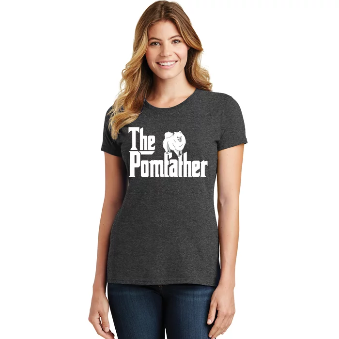 The Pomfather Pom Father Funny Dog Dad Pomeranian Lover Women's T-Shirt