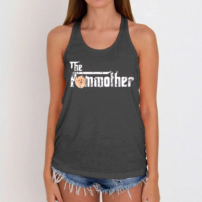 The Pommother Pom Mom Shirts Fun Cute Pomeranian Mother Dog Women's Knotted Racerback Tank