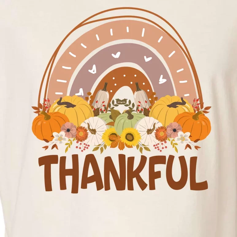 Thankful Pumpkin Patch Cute Rainbow Holiday Garment-Dyed Women's Muscle Tee