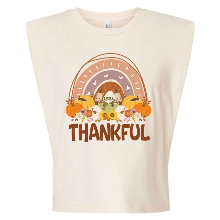 Thankful Pumpkin Patch Cute Rainbow Holiday Garment-Dyed Women's Muscle Tee