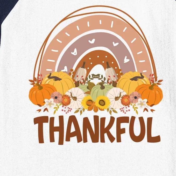 Thankful Pumpkin Patch Cute Rainbow Holiday Baseball Sleeve Shirt