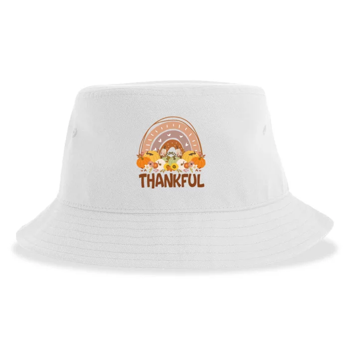 Thankful Pumpkin Patch Cute Rainbow Holiday Sustainable Bucket Hat