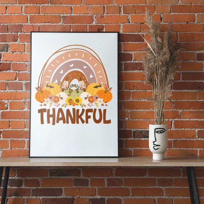 Thankful Pumpkin Patch Cute Rainbow Holiday Poster