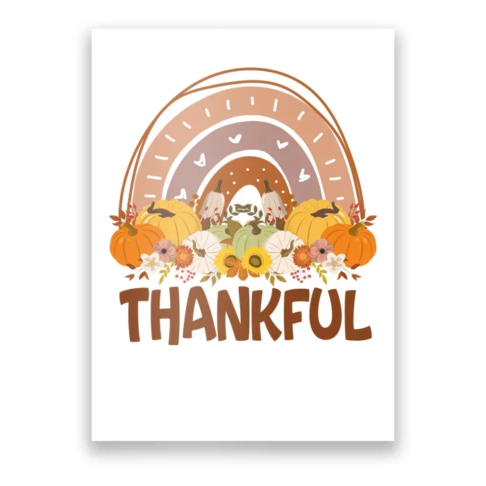 Thankful Pumpkin Patch Cute Rainbow Holiday Poster