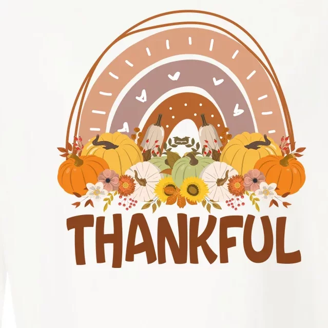 Thankful Pumpkin Patch Cute Rainbow Holiday Cropped Pullover Crew