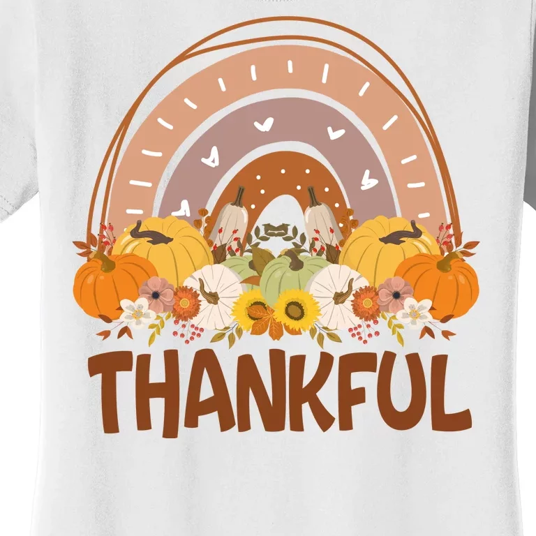 Thankful Pumpkin Patch Cute Rainbow Holiday Women's T-Shirt