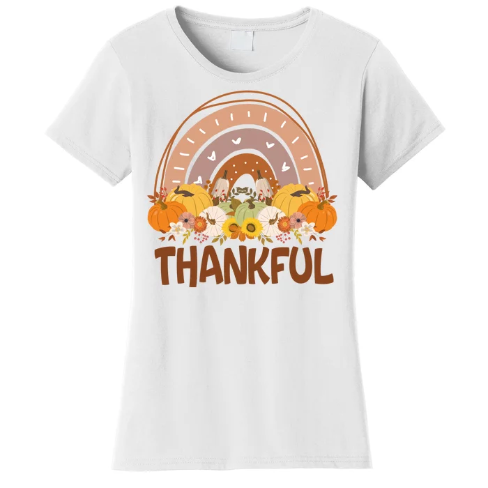 Thankful Pumpkin Patch Cute Rainbow Holiday Women's T-Shirt