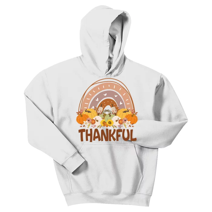 Thankful Pumpkin Patch Cute Rainbow Holiday Kids Hoodie