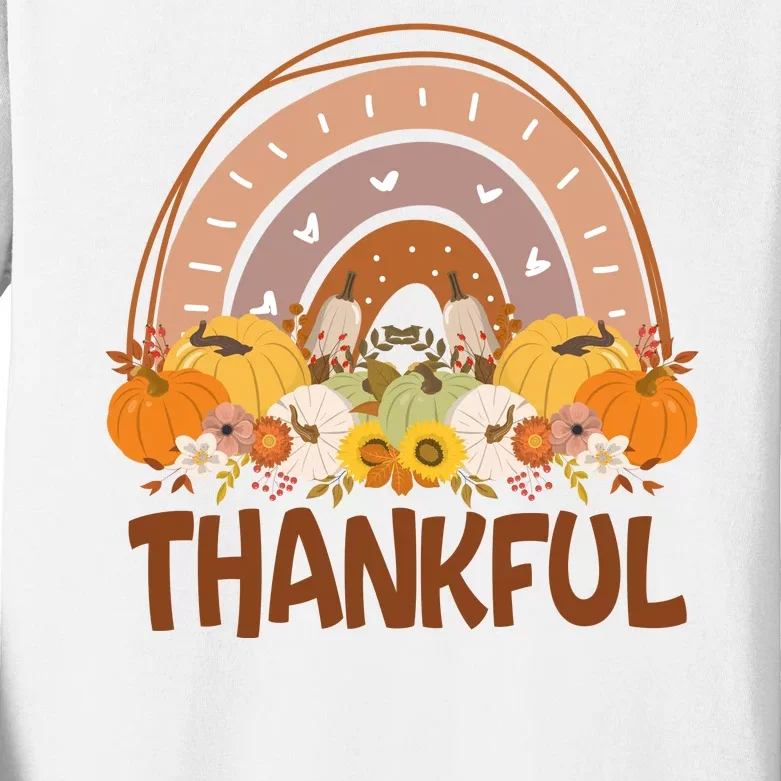 Thankful Pumpkin Patch Cute Rainbow Holiday Kids Long Sleeve Shirt