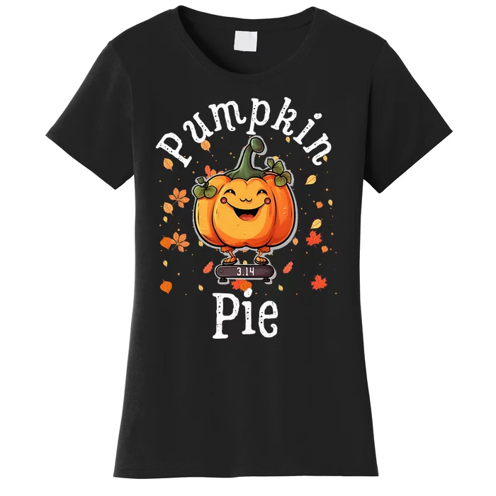 Thanksgiving Pumpkin Pi Funny Autumn Math Teacher Fall Women's T-Shirt