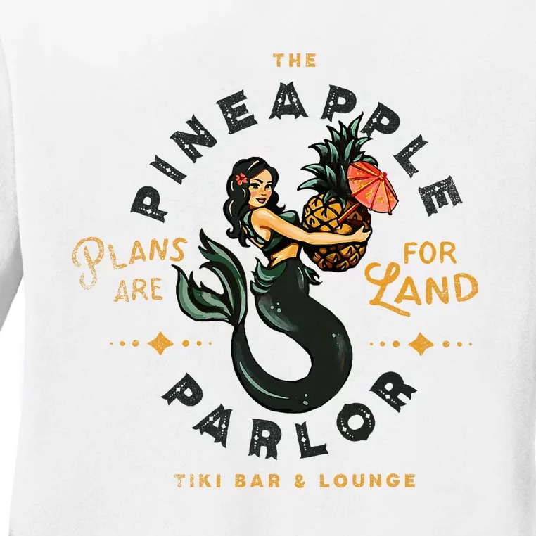 The Pineapple Parlor Tiki Bar & Lounge Pinup Mermaid Ladies Long Sleeve Shirt