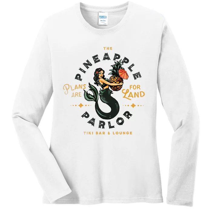 The Pineapple Parlor Tiki Bar & Lounge Pinup Mermaid Ladies Long Sleeve Shirt