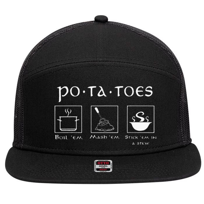 Taters Potatoes Potato Tater 7 Panel Mesh Trucker Snapback Hat