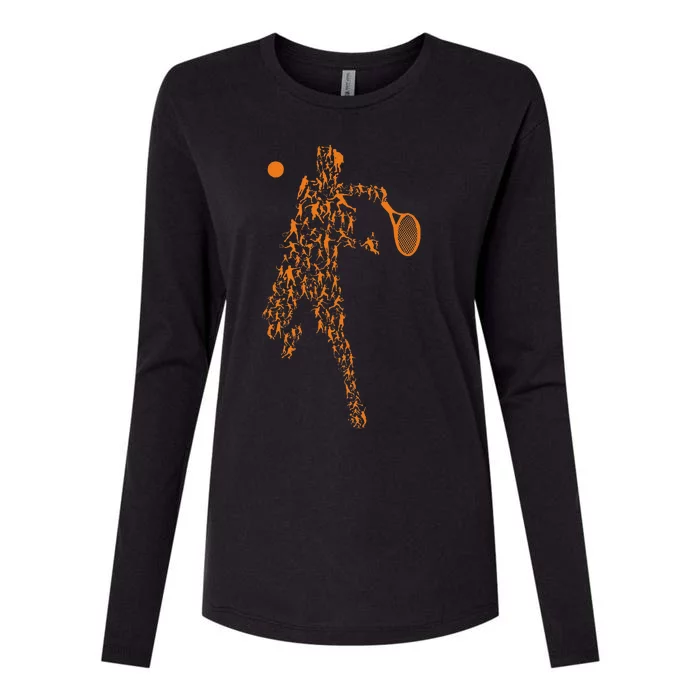 Tennis Positions Player Balls Funny Racket Game Womens Cotton Relaxed Long Sleeve T-Shirt