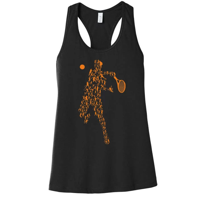 Tennis Positions Player Balls Funny Racket Game Women's Racerback Tank