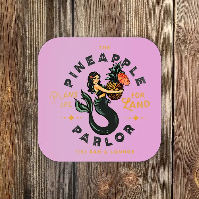 The Pineapple Parlor Tiki Bar & Lounge Vintage Pinup Mermaid Coaster