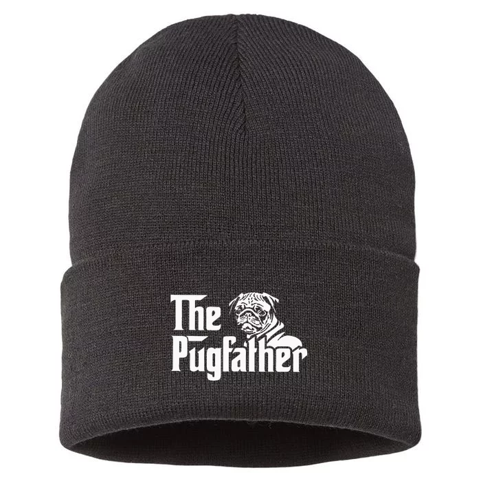 The Pugfather Pug Dad Father's Day Gift Pug Lovers Sustainable Knit Beanie