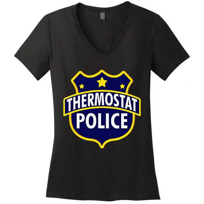 Thermostat Police Pocket Funny Dads Birthday Fathers Day Women's V-Neck T-Shirt