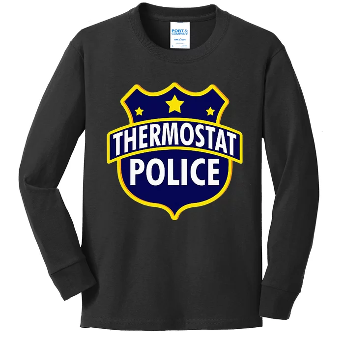 Thermostat Police Pocket Funny Dads Birthday Fathers Day Kids Long Sleeve Shirt