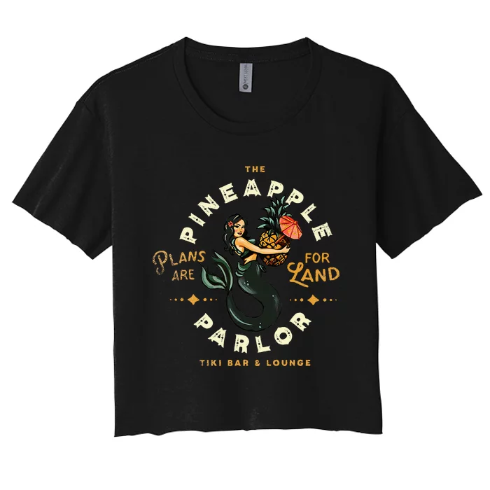 The Pineapple Parlor Vintage Nautical Pinup Mermaid Travel Women's Crop Top Tee