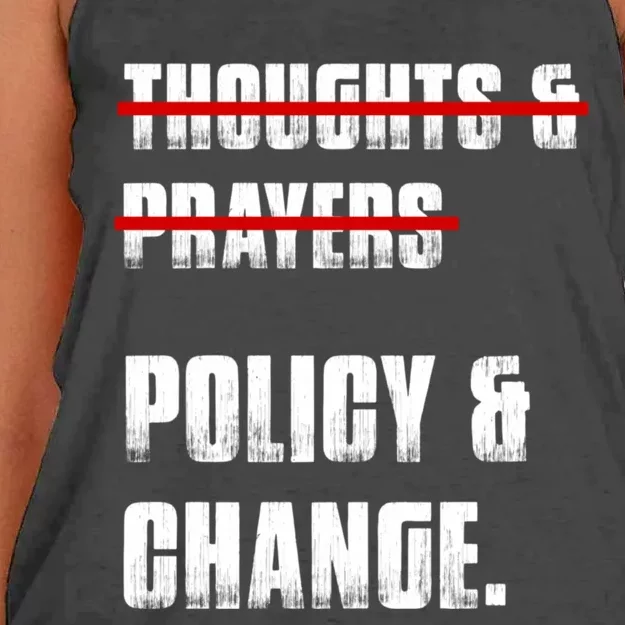 Thoughts & Prayers Policy And Change Women's Knotted Racerback Tank