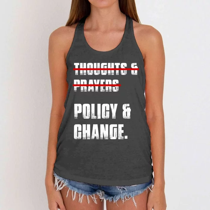 Thoughts & Prayers Policy And Change Women's Knotted Racerback Tank