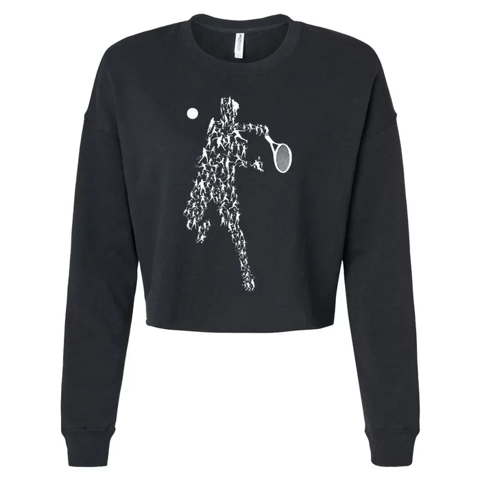 Tennis Positions Player Balls Cropped Pullover Crew