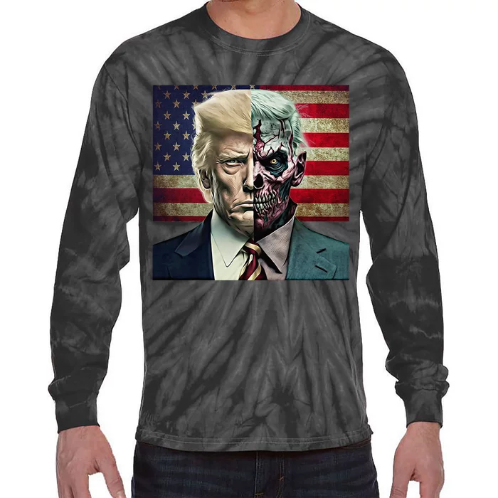 Two-Faced Politicians Presidential Election 2024 Trump Tie-Dye Long Sleeve Shirt