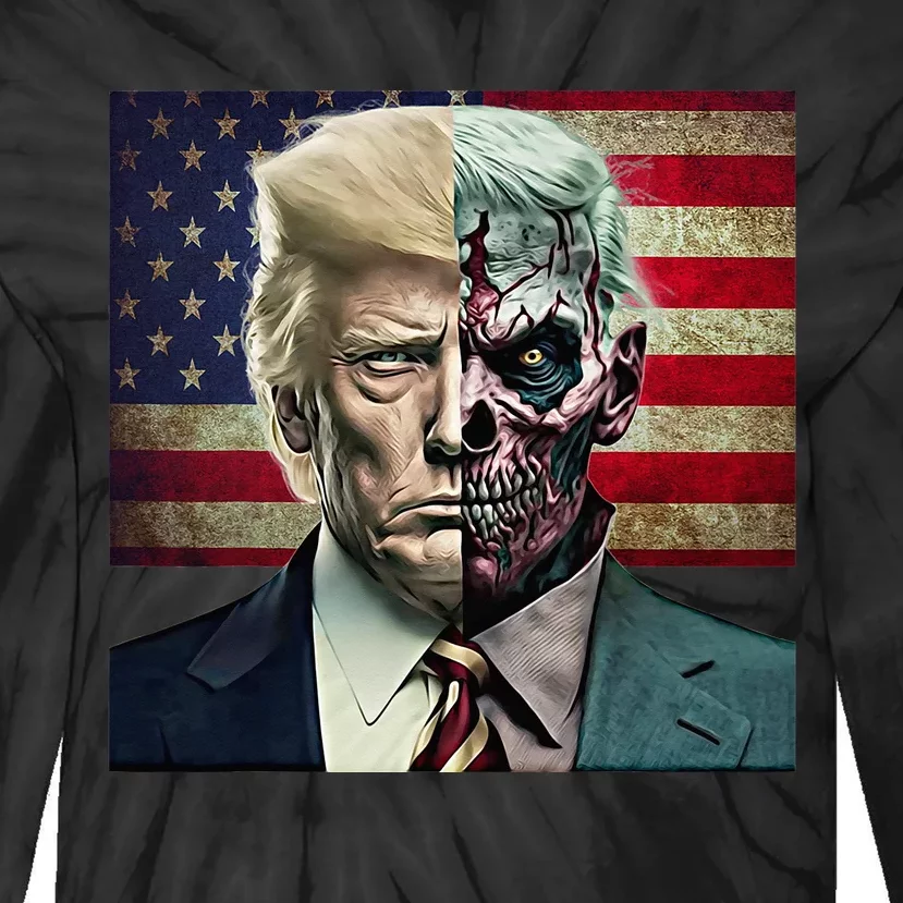 Two-Faced Politicians Presidential Election 2024 Trump Tie-Dye Long Sleeve Shirt