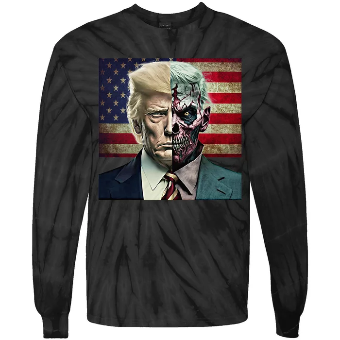 Two-Faced Politicians Presidential Election 2024 Trump Tie-Dye Long Sleeve Shirt