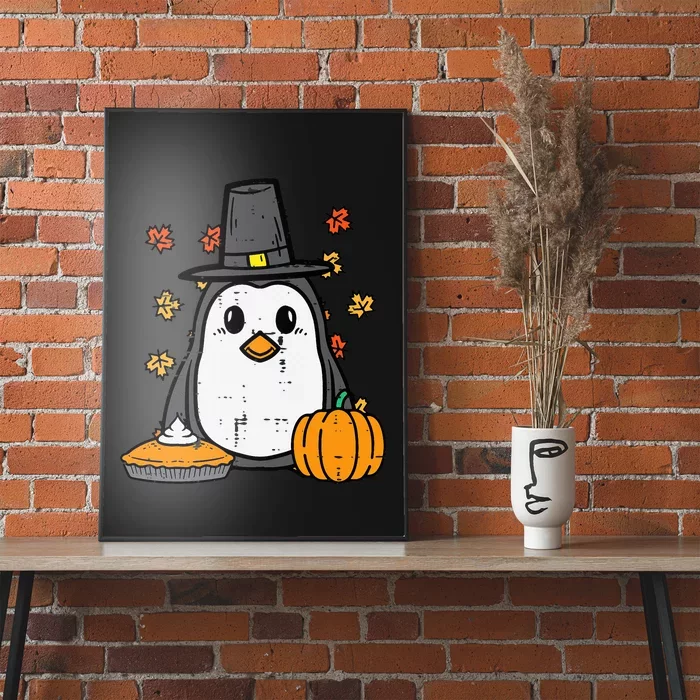 Thanksgiving Penguin Pilgrim Cute Fall Autumn Poster