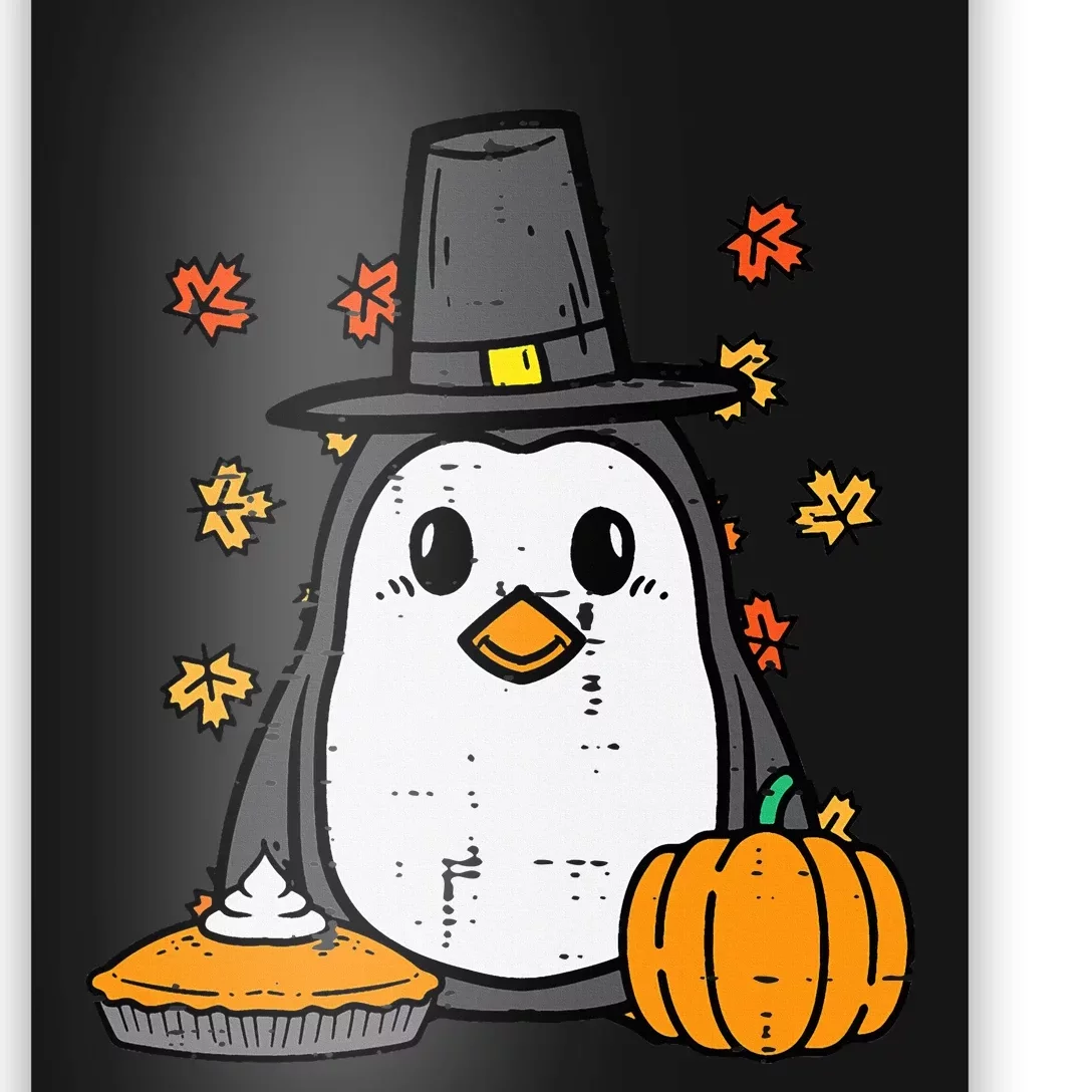 Thanksgiving Penguin Pilgrim Cute Fall Autumn Poster