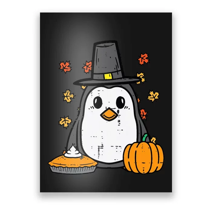 Thanksgiving Penguin Pilgrim Cute Fall Autumn Poster