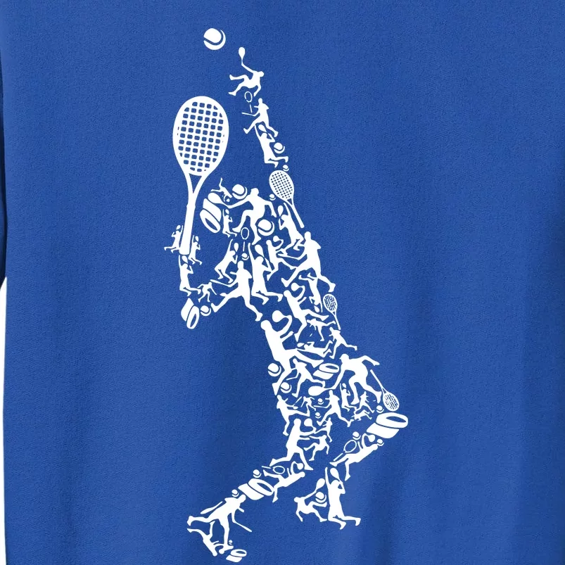 Tennis Player Positions Balls Racket In Drawing Sweatshirt