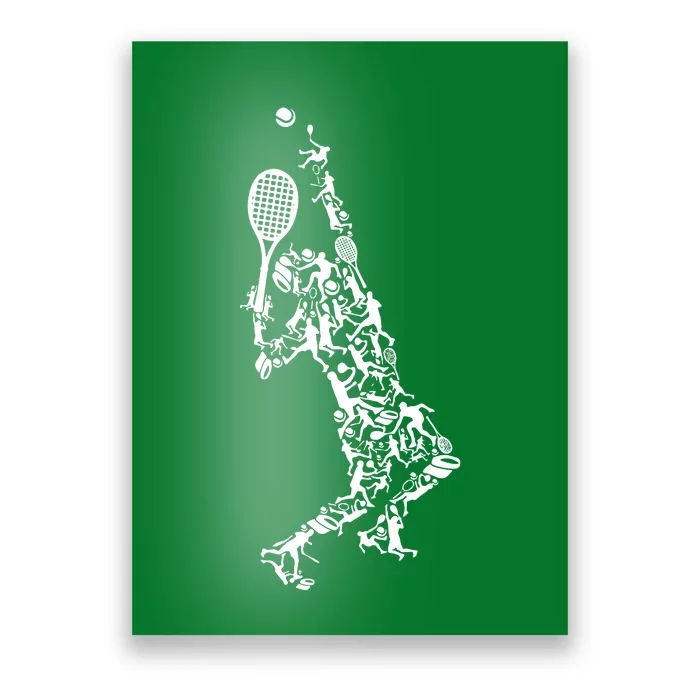 Tennis Player Positions Balls Racket In Drawing Poster