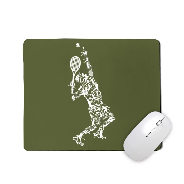 Tennis Player Positions Balls Racket In Drawing Mousepad