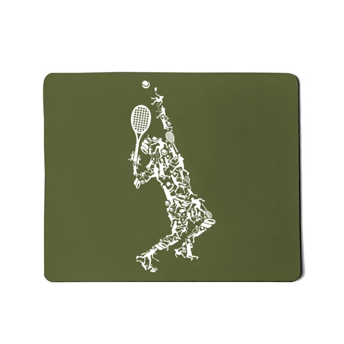 Tennis Player Positions Balls Racket In Drawing Mousepad