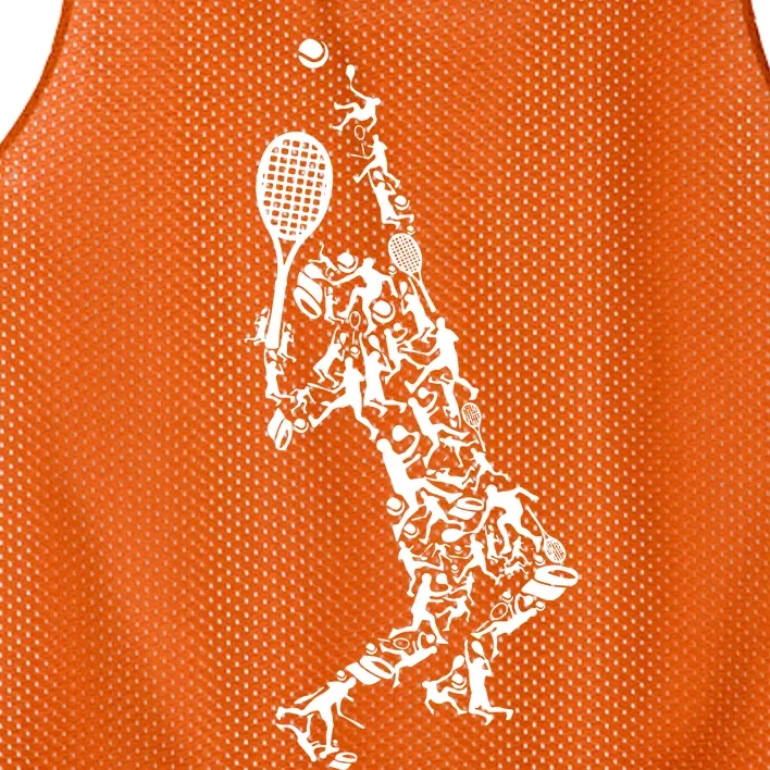 Tennis Player Positions Balls Racket In Drawing Mesh Reversible Basketball Jersey Tank