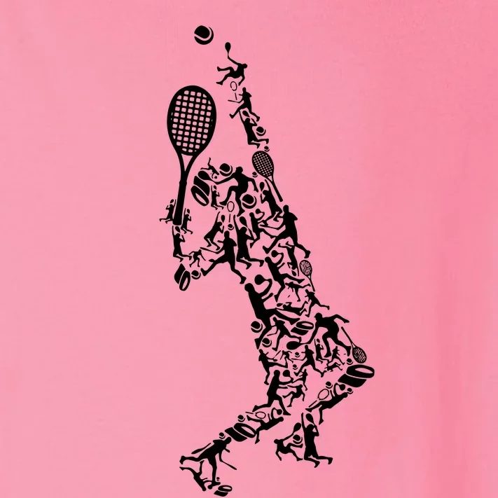 Tennis Player Positions Balls Racket In Drawing Toddler Long Sleeve Shirt