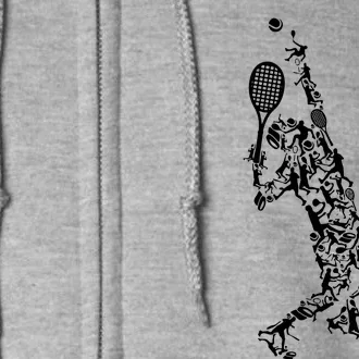 Tennis Player Positions Balls Racket In Drawing Full Zip Hoodie