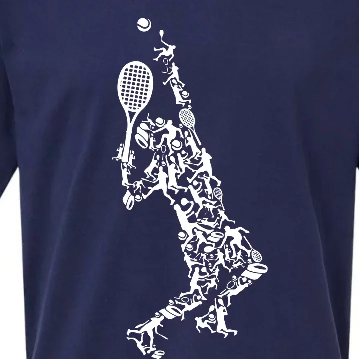 Tennis Player Positions Balls Racket In Drawing Sueded Cloud Jersey T-Shirt