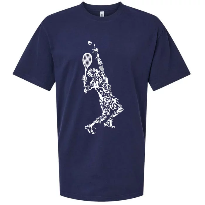 Tennis Player Positions Balls Racket In Drawing Sueded Cloud Jersey T-Shirt