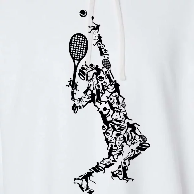 Tennis Player Positions Balls Racket In Drawing Garment-Dyed Fleece Hoodie