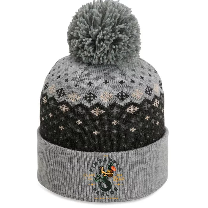 The Pineapple Parlor Tiki Bar & Lounge Vintage Pinup The Baniff Cuffed Pom Beanie