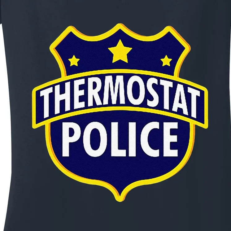 Thermostat Police Pocket Funny Dads Birthday Fathers Day Women's V-Neck T-Shirt