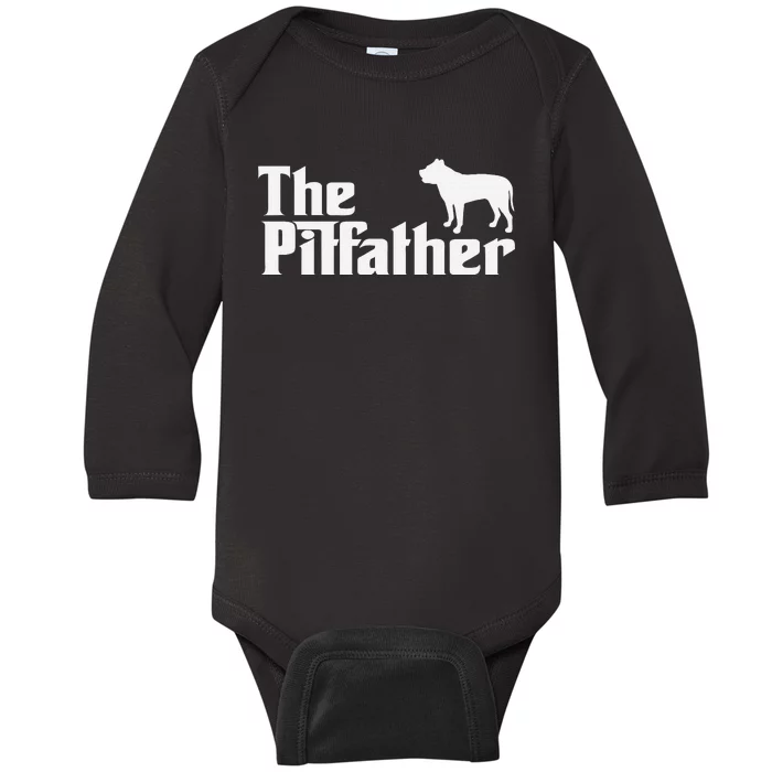 The Pitfather Pit Bull Dad Funny Pit Daddy For Dog Dad Baby Long Sleeve Bodysuit