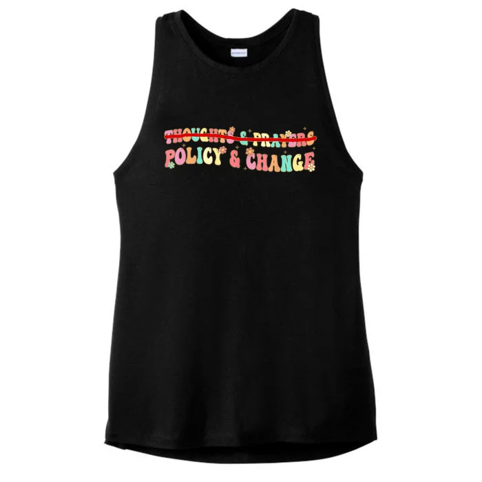 Thoughts & Prayers Policy And Change Ladies Tri-Blend Wicking Tank