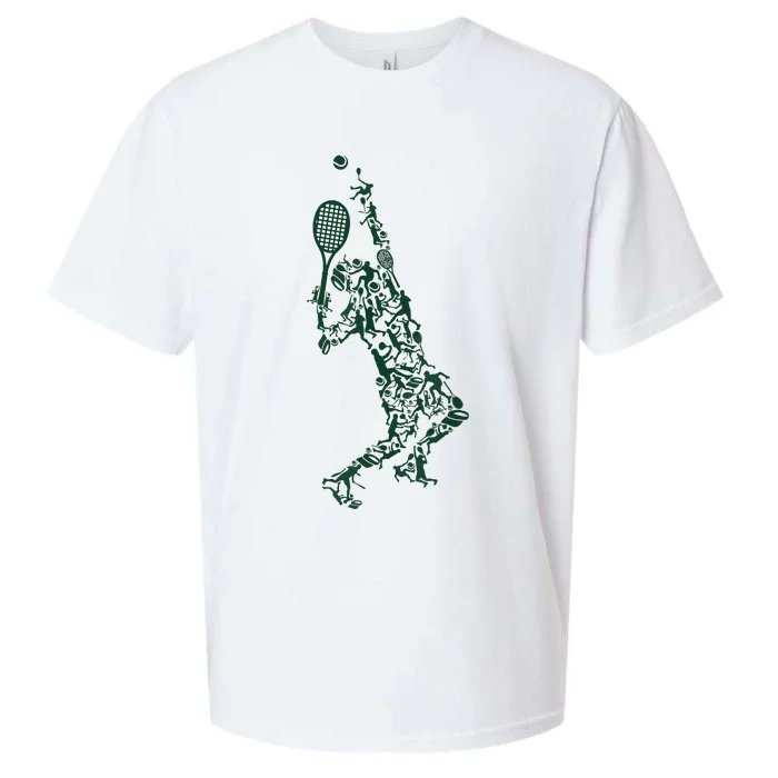 Tennis Player Positions Balls Racket In Drawing Sueded Cloud Jersey T-Shirt